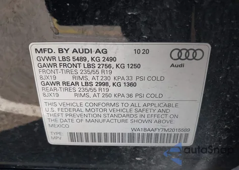 2021 Audi Q5 Premium Plus 45 Tfsi Quattro S Tronic z USA, uszkodzony, nr VIN WA1BAAFY7M2015589